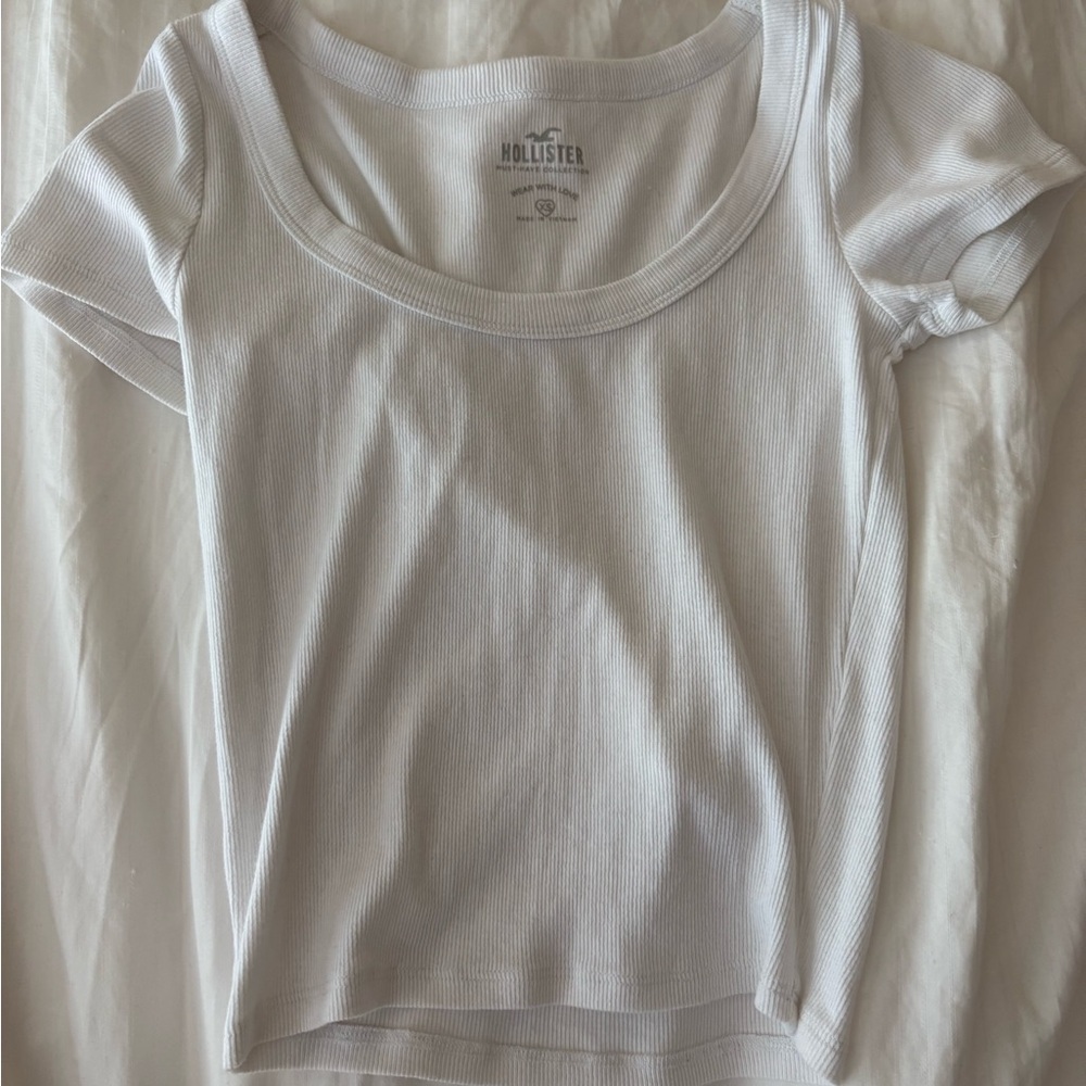 Hollister White Ribbed Top